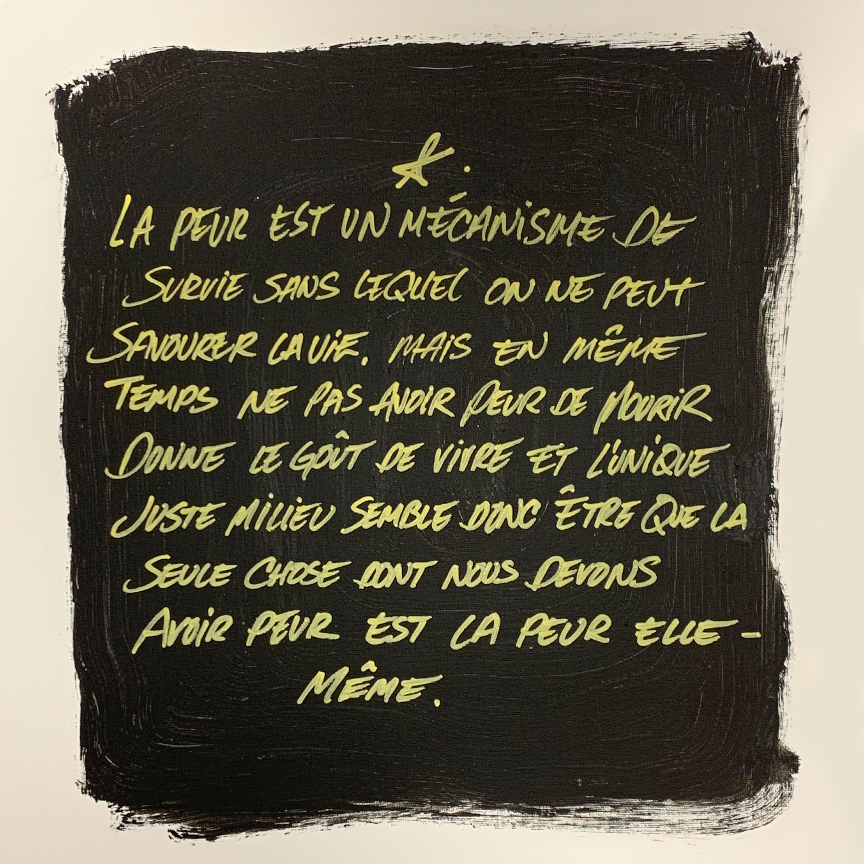 Релиз L'unique juste milieu semble être que la seule chose dont nous devons avoir peur est la peur elle-même