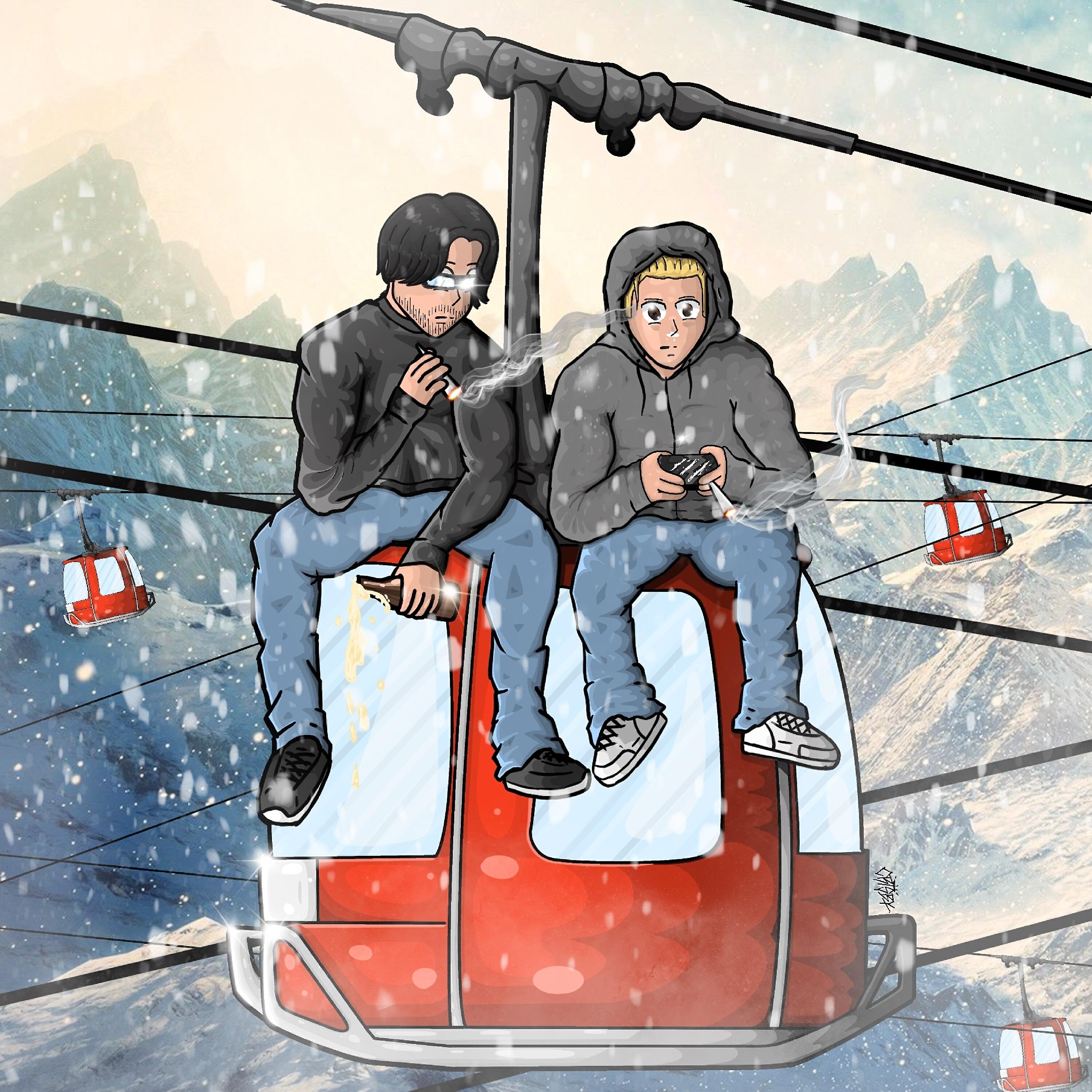 Релиз Skifahren in der Gondel