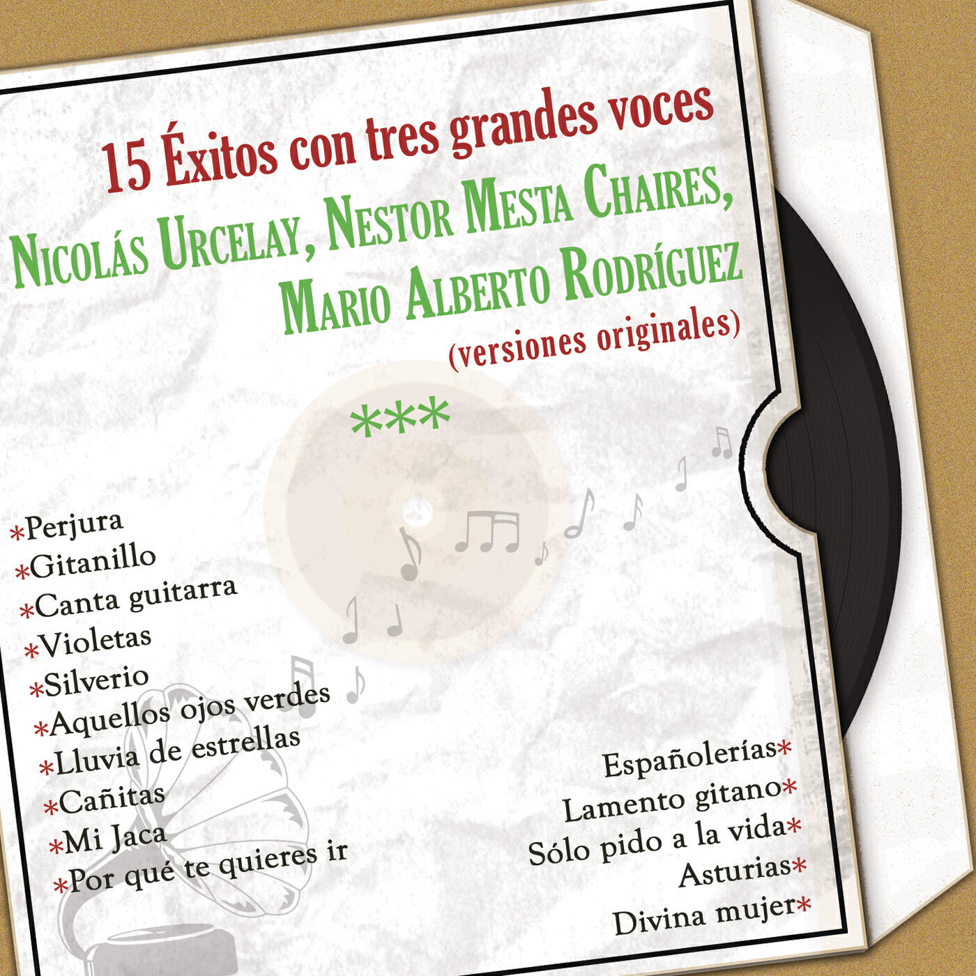 Релиз 15 Éxitos Con Tres Grandes Voces (Versiones Originales)