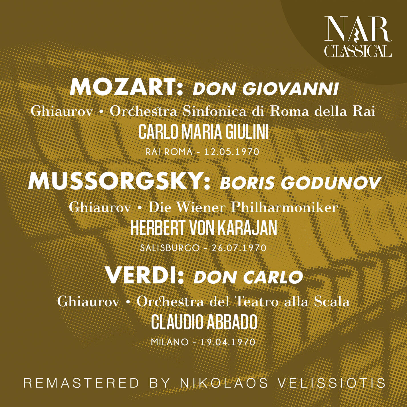 Релиз MOZART: DON GIOVANNI; MUSSORGSKY: BORIS GODUNOV; VERDI: DON CARLO