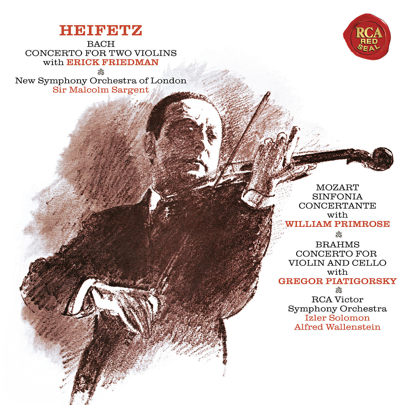 Релиз Bach: Concerto in D Minor for Two Violins, BWV 1043 - Mozart: Sinfonia concertante in E-Flat Major, K. 364 - Brahms: Concerto in A Minor for Violin and Cello, Op. 102 ((Heifetz Remastered)