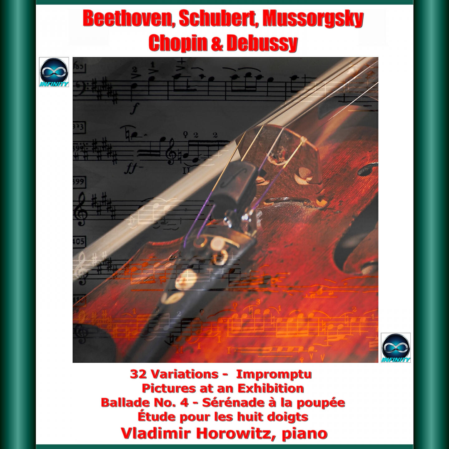 Релиз Beethoven, schubert, mussorgsky, chopin & debussy : 32 variations - impromptu - pictures at an exhibition - ballade no. 4 - sérénade à la poupée - étude pour les huit doigts