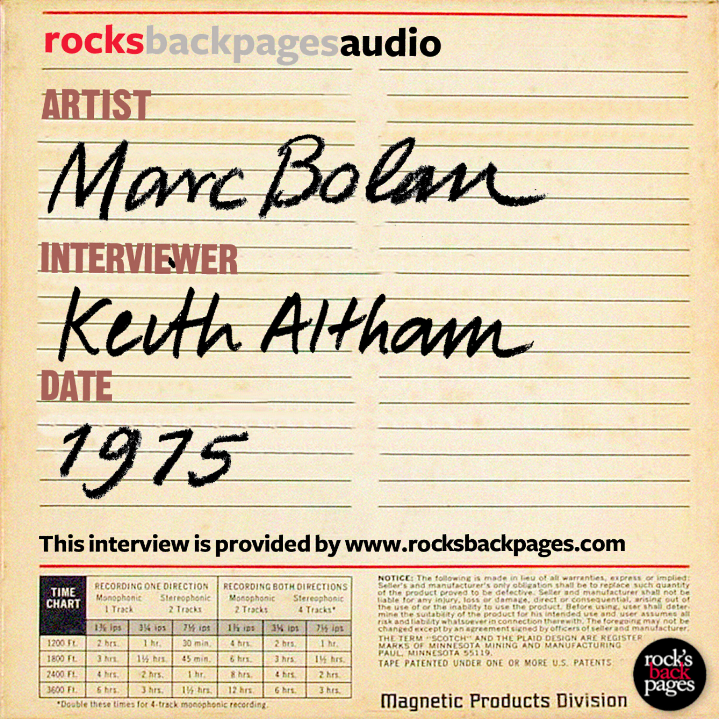 Релиз Marc Bolan Interviewed By Keith Altham