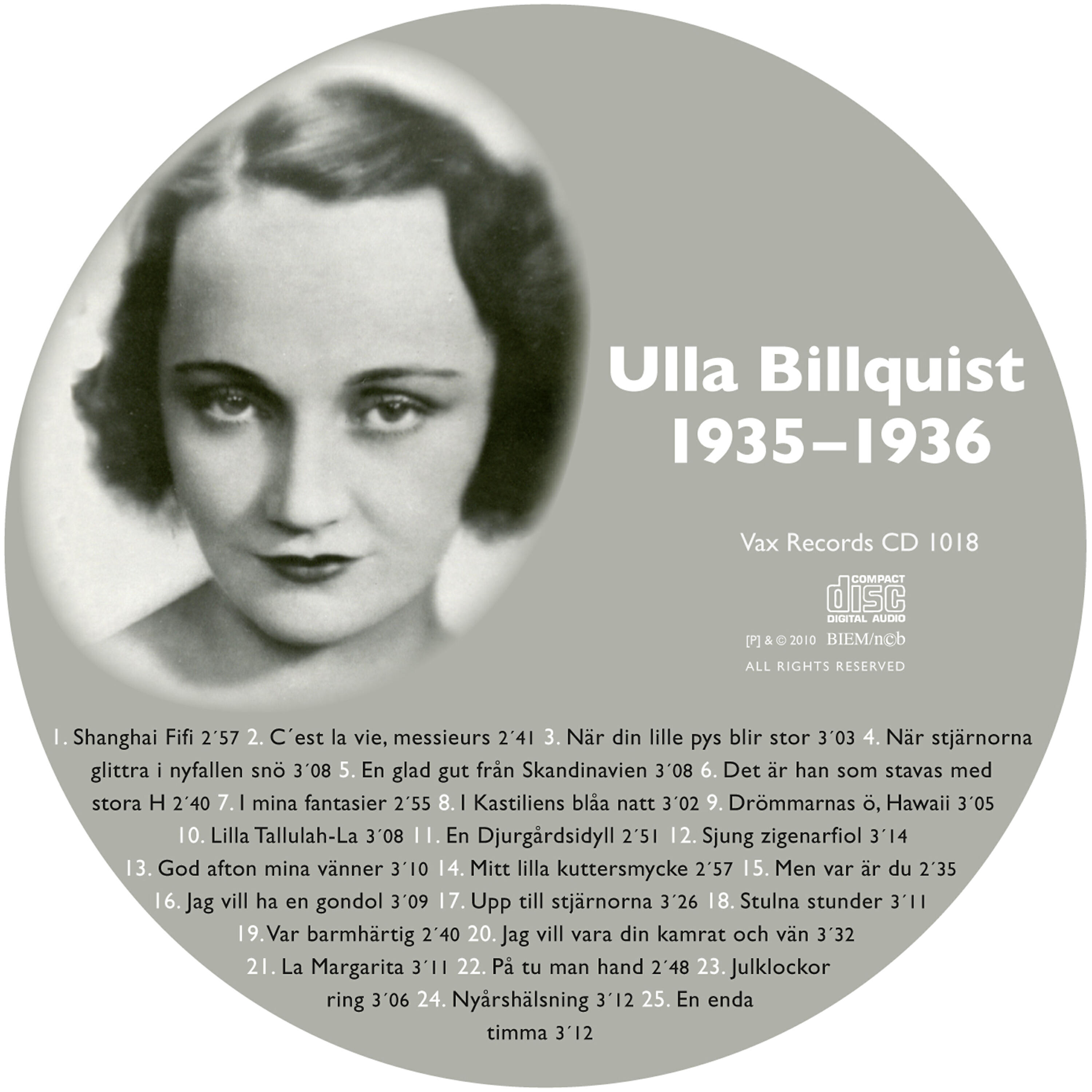 Релиз Den Kompletta Ulla Billquist 1935-1936