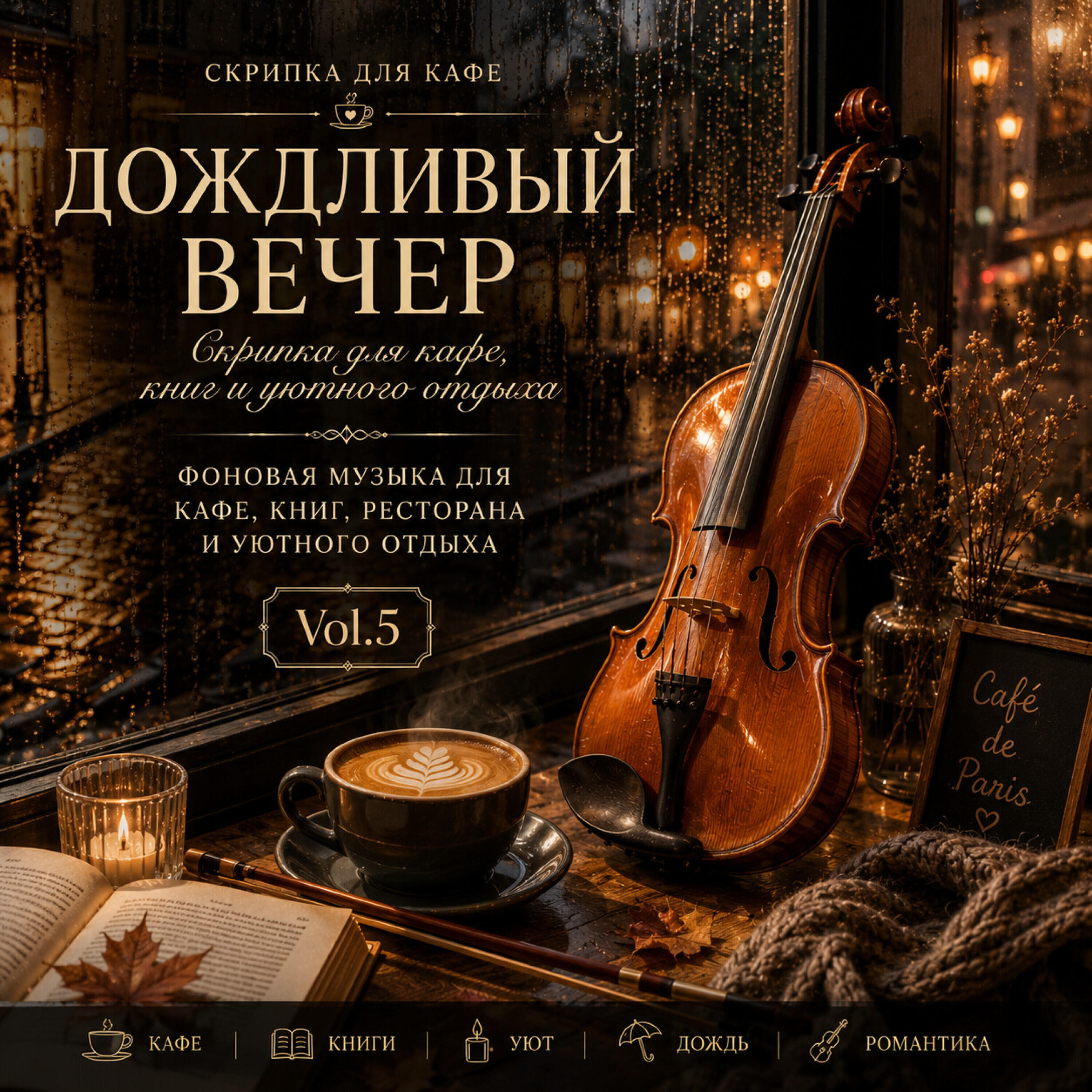 Релиз Дождливый вечер – Скрипка для кафе, книг и уютного отдыха