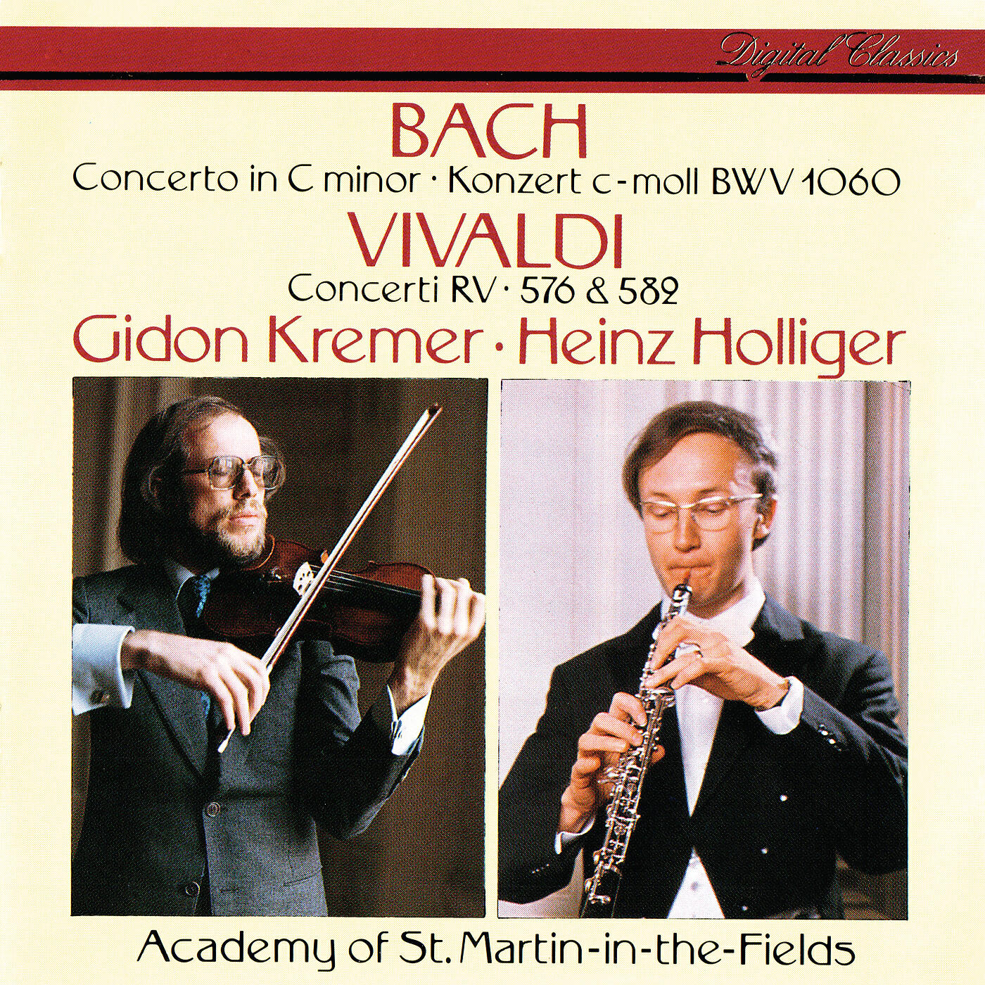 Релиз J.S. Bach: Concerto in C Minor / Vivaldi: Concerto in G Minor; Violin Concerto in D Major