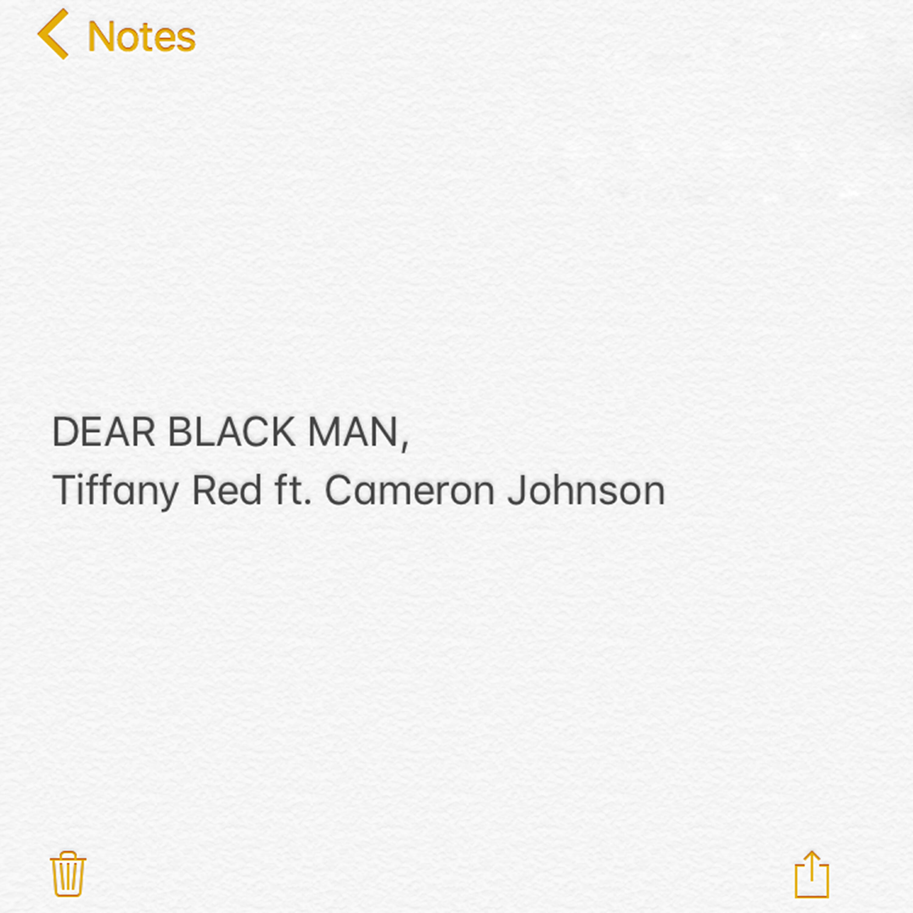 Релиз Dear Black Man (feat. Cameron Johnson)