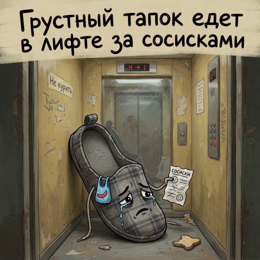 Релиз Грустный тапок едет в лифте за сосисками
