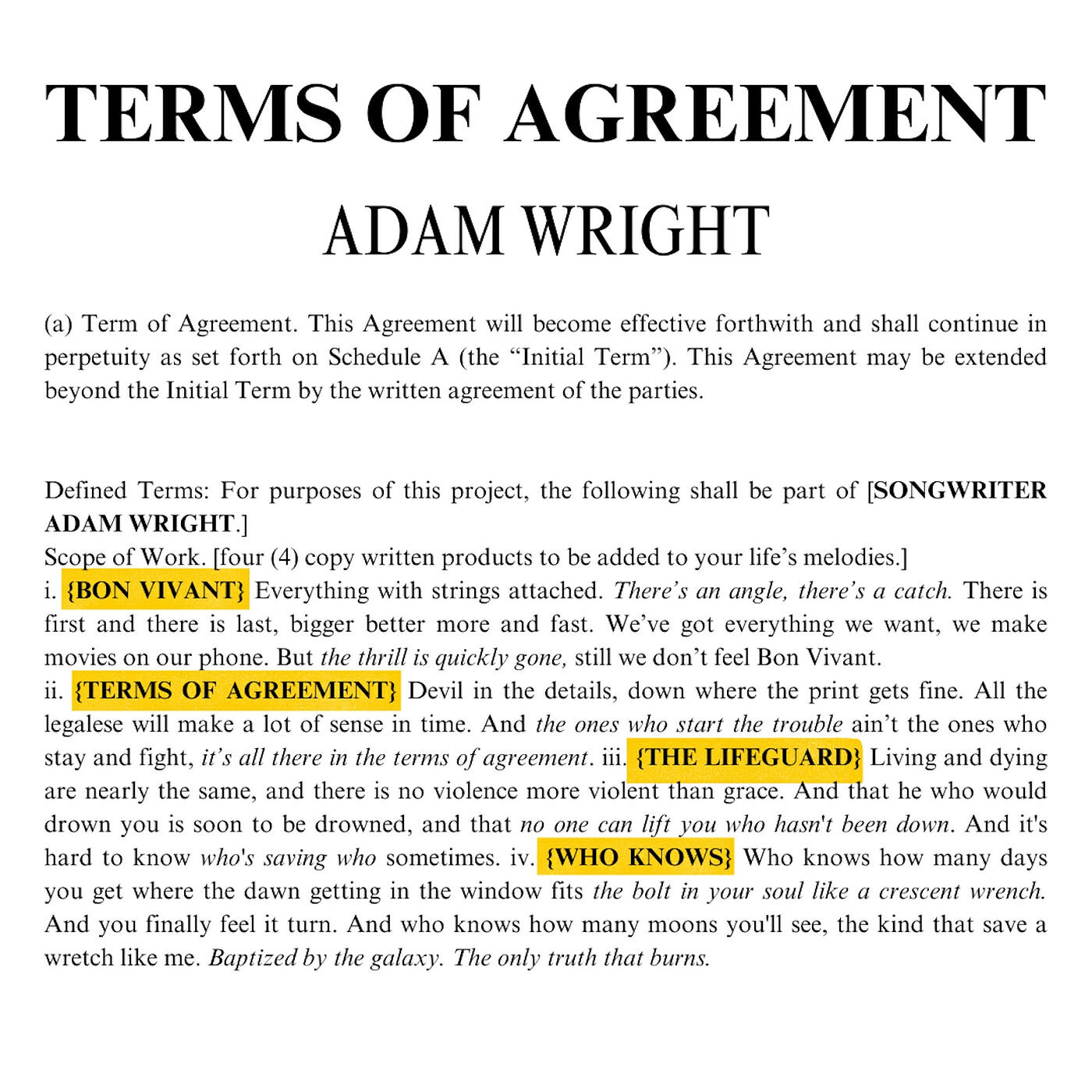 Релиз Terms of Agreement