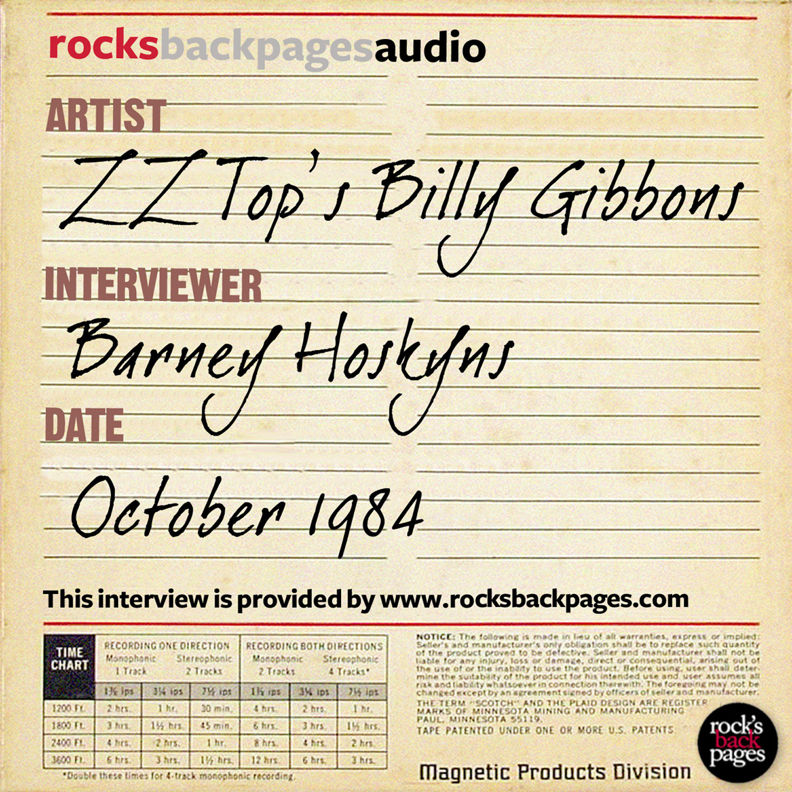 Релиз Billy Gibbons of ZZ Top Interviewed by Barney Hoskyns