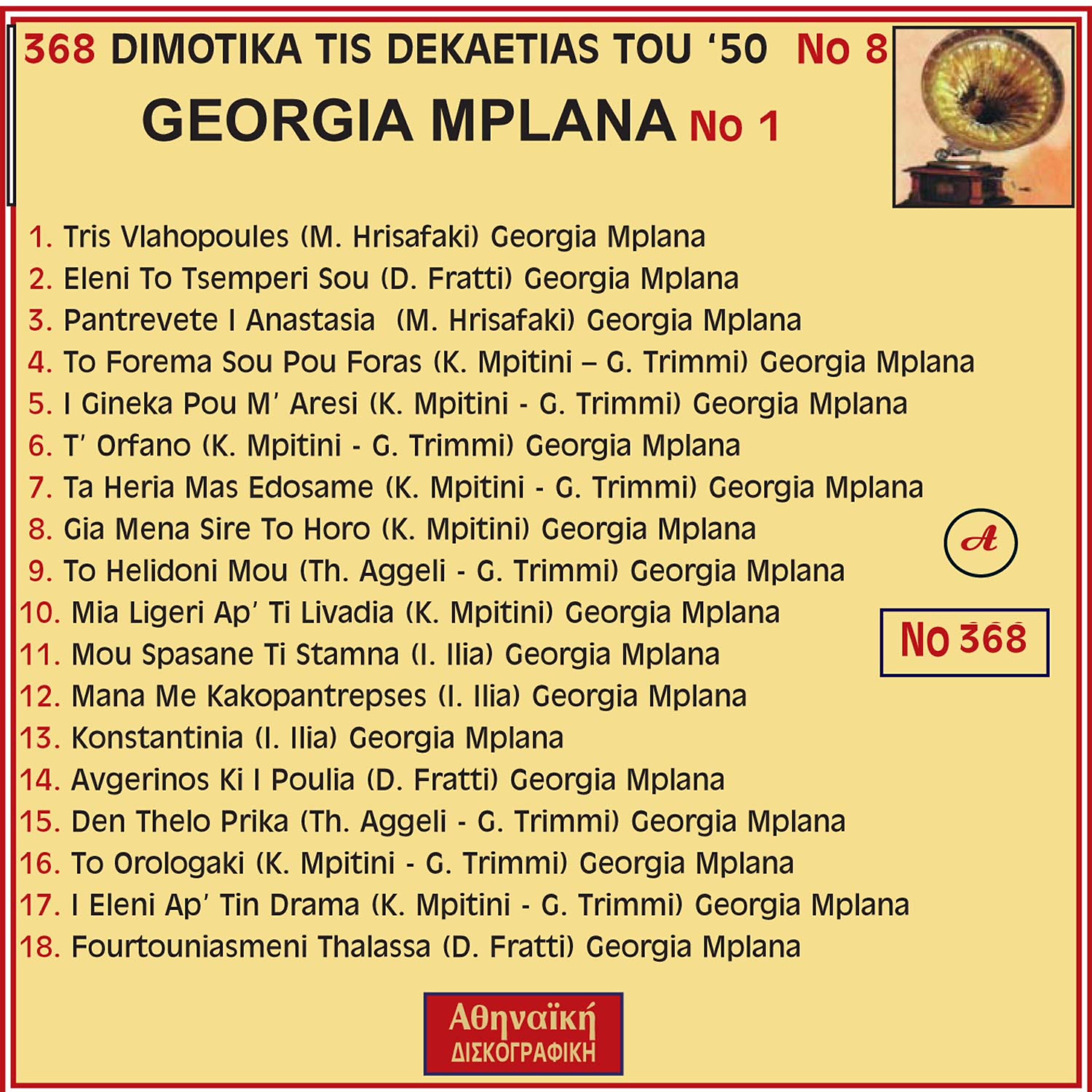 Релиз Dimotika Tis Dekaetias '50, Vol. 8 Georgia Mplana, Vol. 1