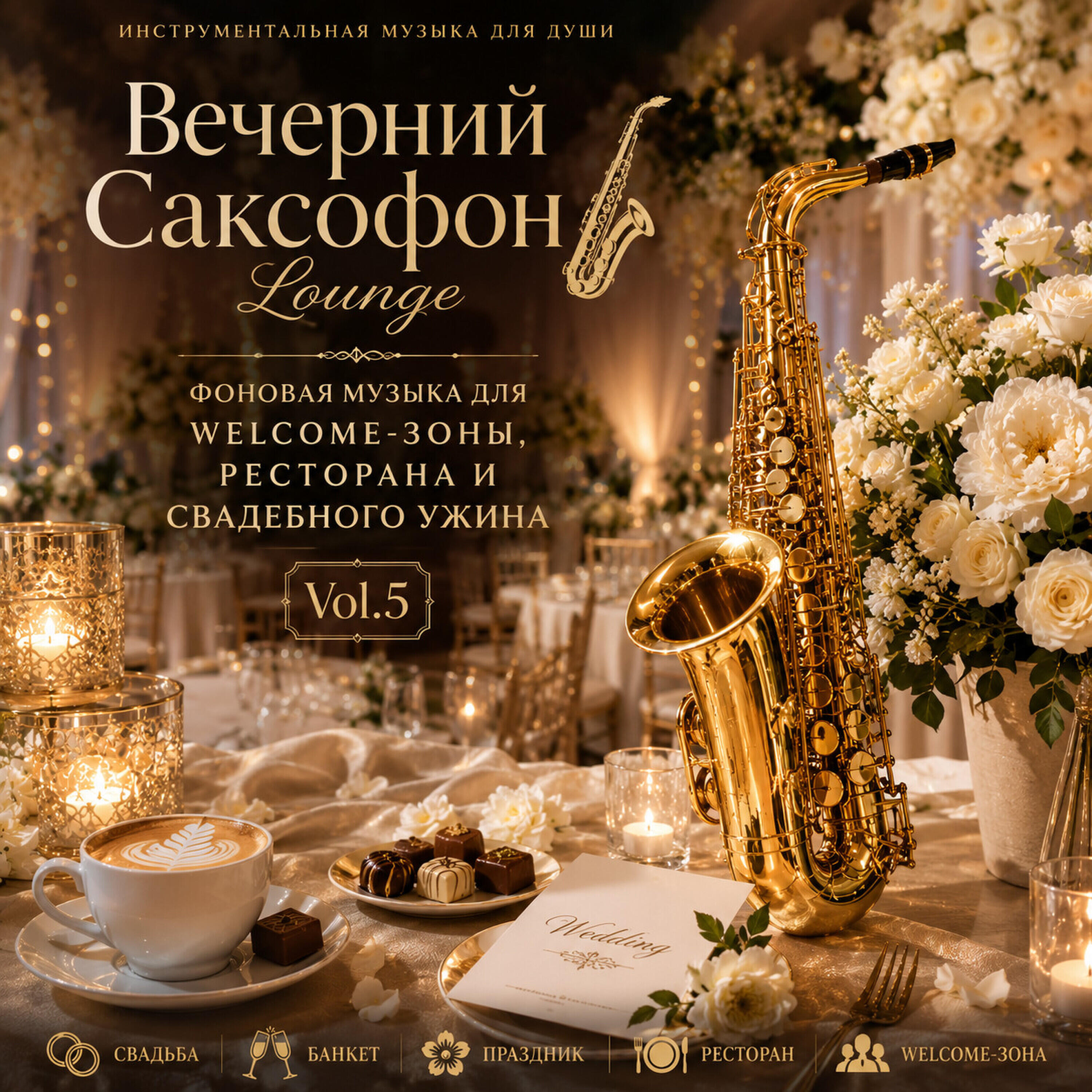 Релиз Вечерний саксофон – Фоновая музыка для welcome-зоны, ресторана и свадебного ужина