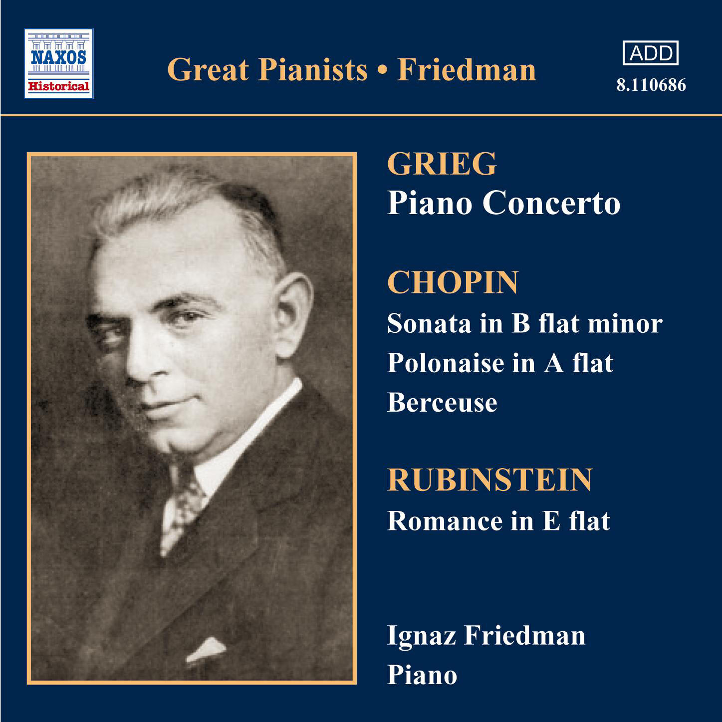 Релиз Grieg: Piano Concerto / Chopin: Sonata in B-Flat Minor (Friedman) (1927-1928)
