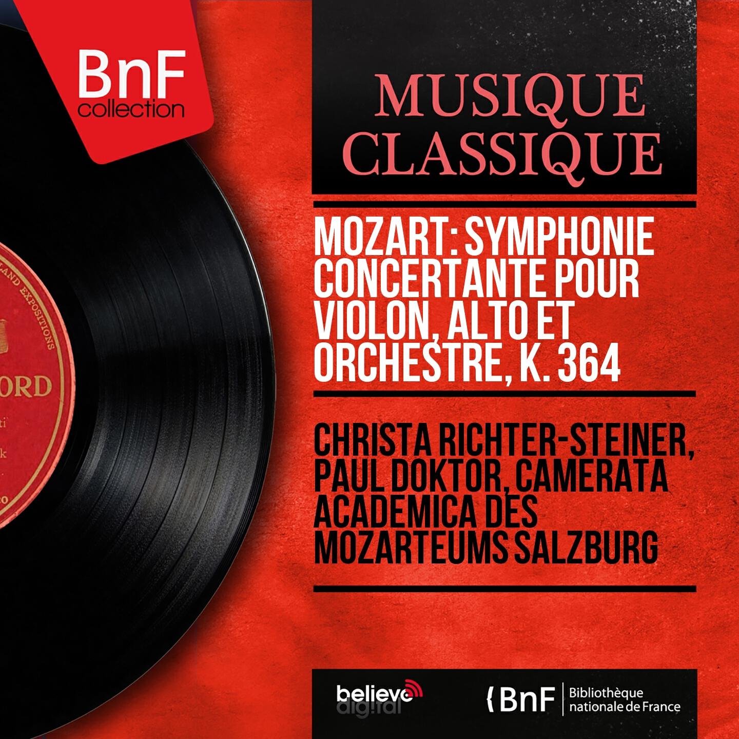 Релиз Mozart: Symphonie concertante pour violon, alto et orchestre, K. 364 (Mono Version)