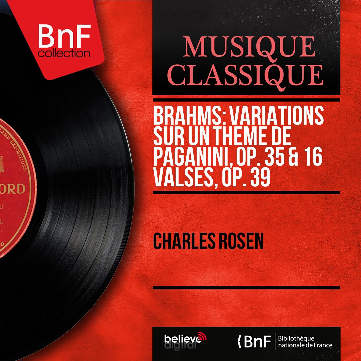Релиз Brahms: Variations sur un thème de Paganini, Op. 35 & 16 Valses, Op. 39 (Mono Version)