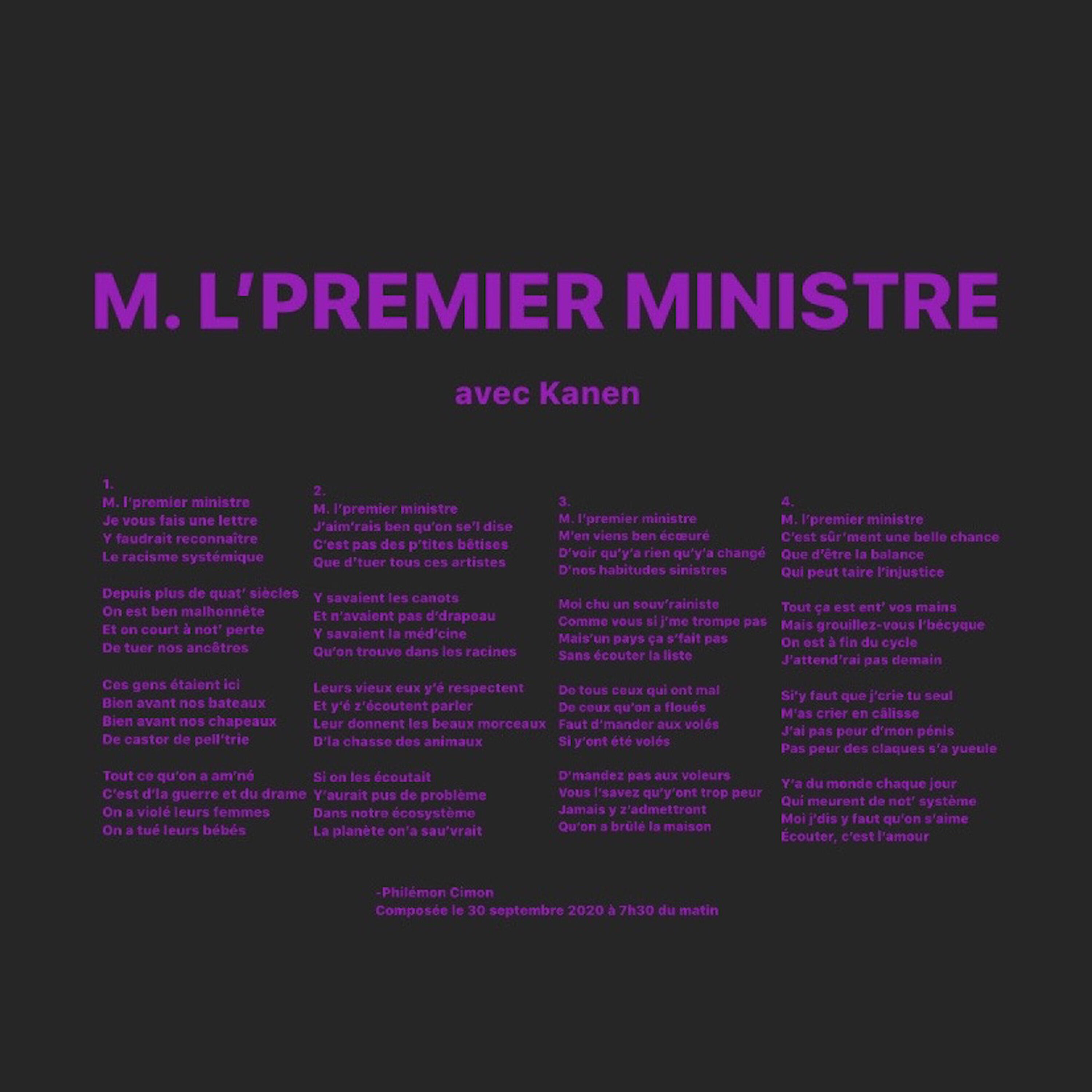 Релиз M. L'PREMIER MINISTRE - avec Kanen