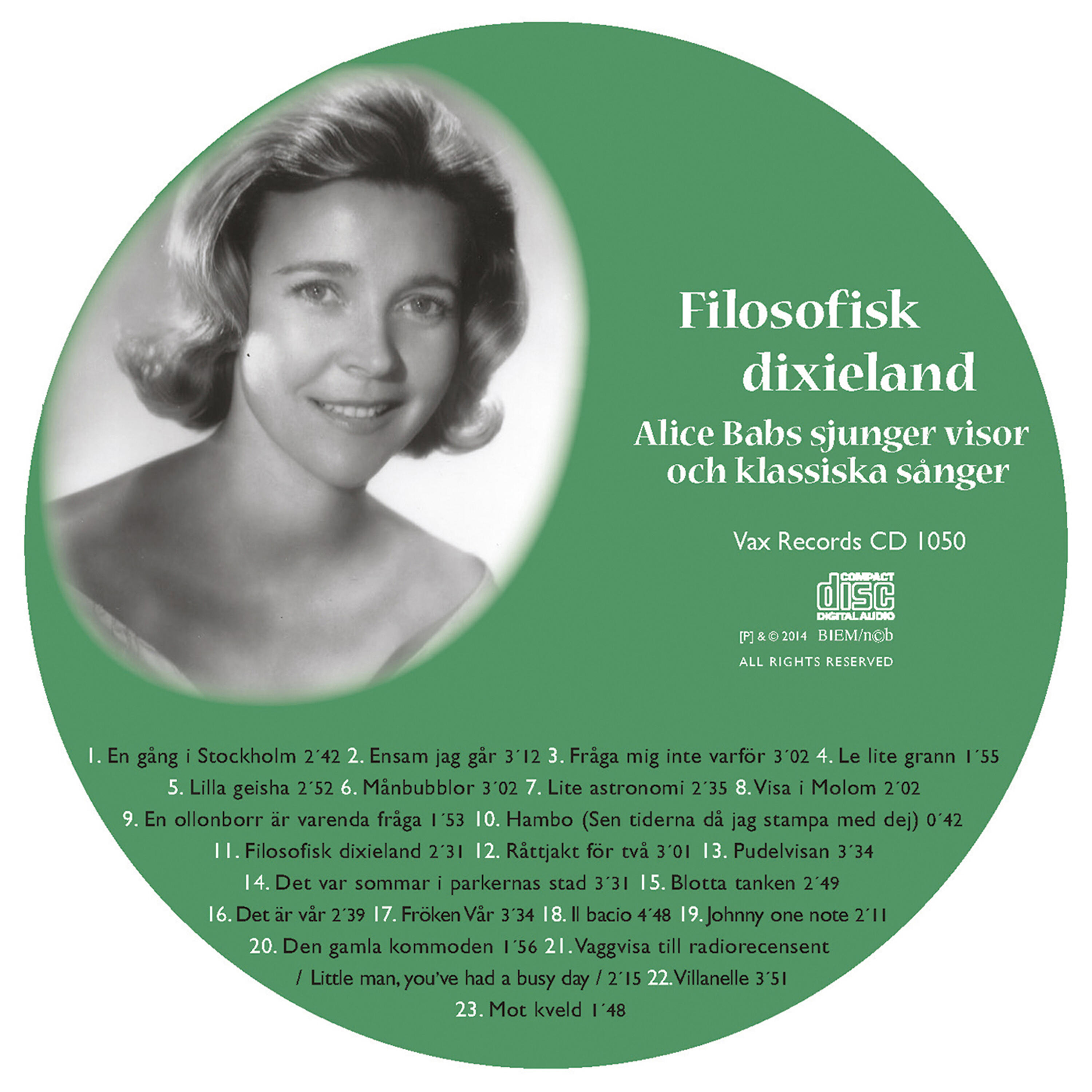 Релиз Vi minns Alice Babs 1924-2014. Filosofisk dixieland - Alice Babs sjunger visor och klassiska sånger